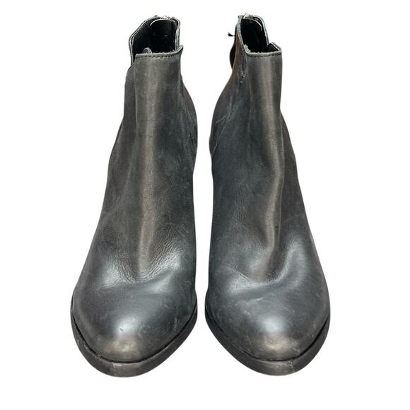 BP Leather Block Chunky Heel Ankle Boots Chelsea Zip Shoes Sz 10 Black Boho Moto - Picture 3 of 10